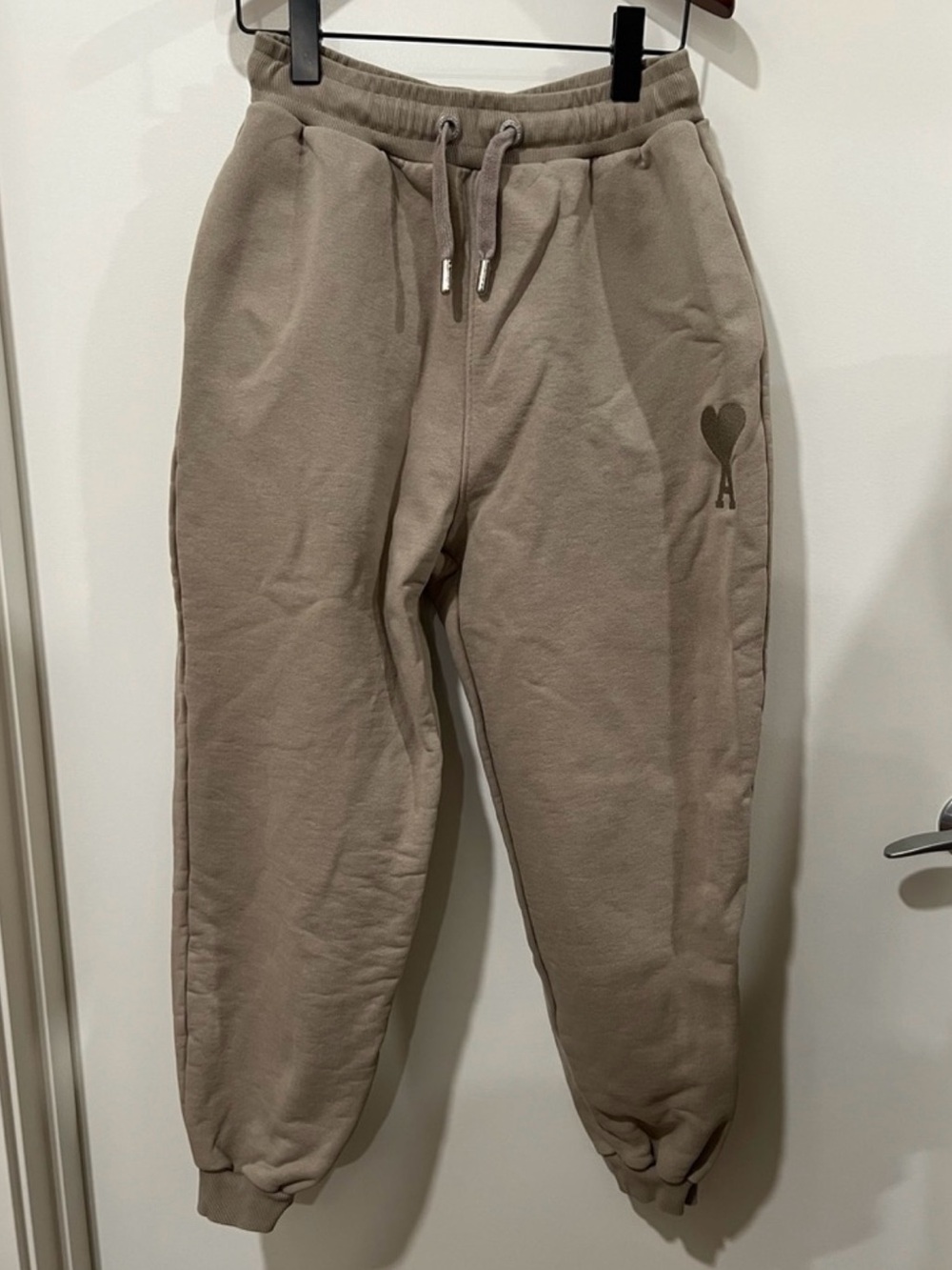 Ami Taupe Drawstring Joggers with Heart Logo